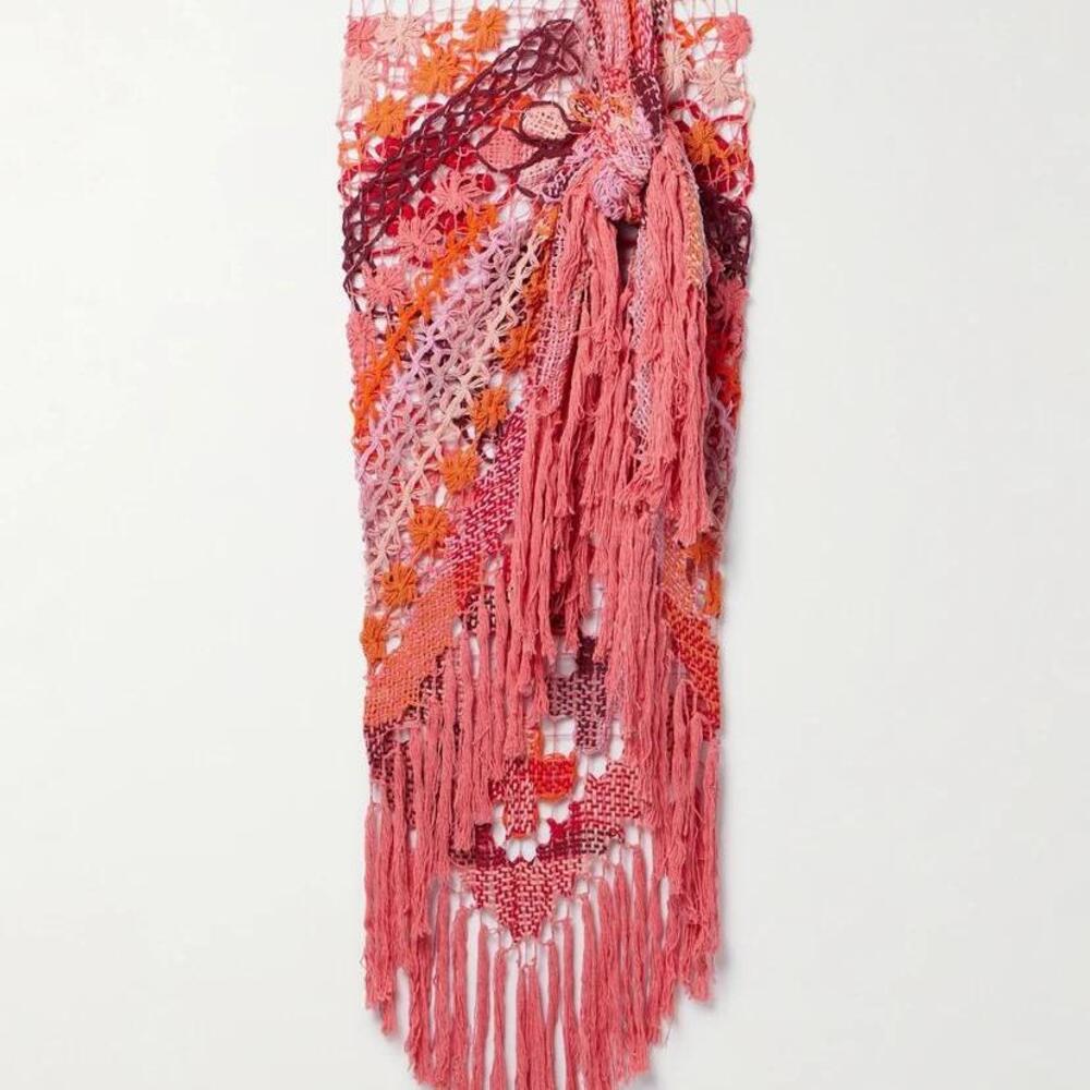 ALIX PINHO La Marina fringed crocheted cotton pareo in Red